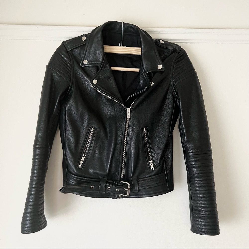Laer black motto leather jacket